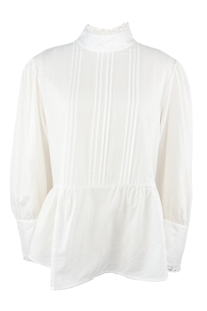 See By Chloé Mock Neck Embroidered Peplum Blouse