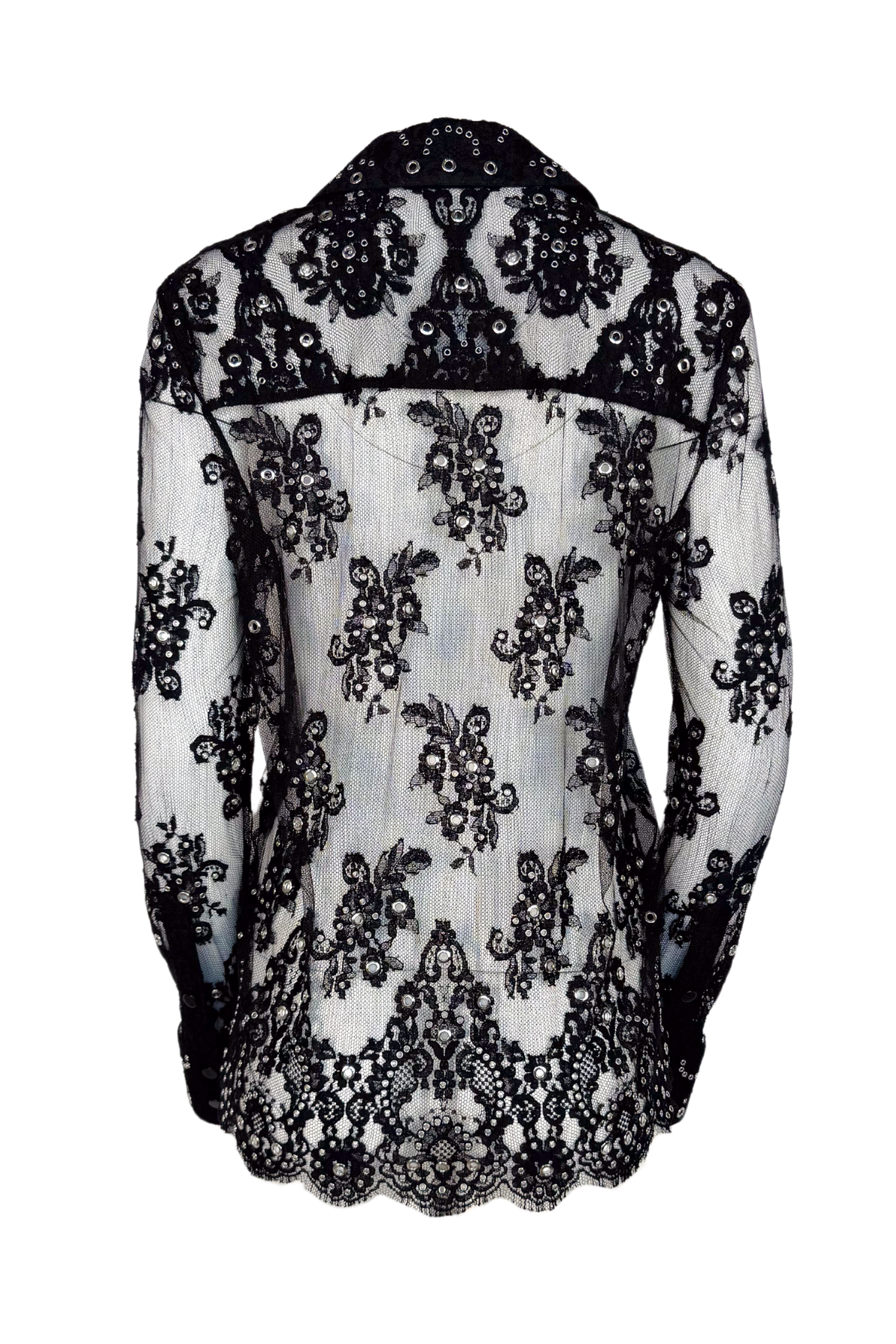 Alexander Wang Lace and Grommet Long Sleeve Blouse