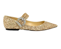 Jimmy Choo Cheri Flat in Gold Glitter