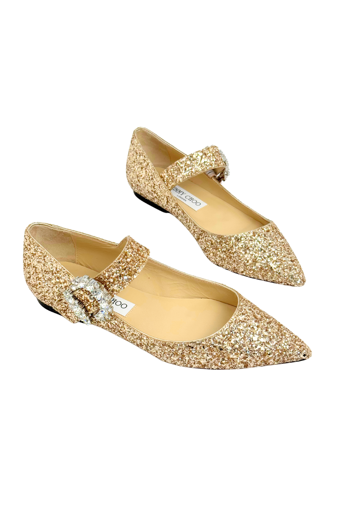 Jimmy Choo Cheri Flat in Gold Glitter