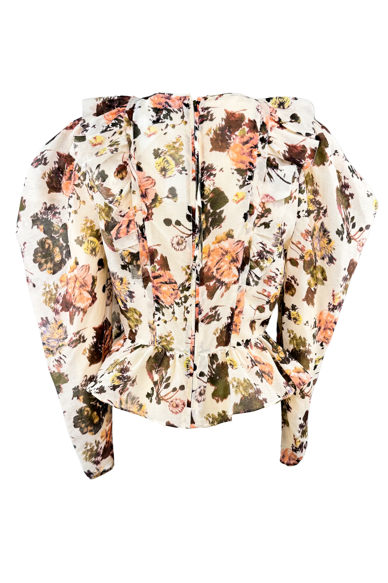 Ulla Johnson Floral Sheer Long Sleeve Blouse