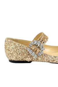 Jimmy Choo Cheri Flat in Gold Glitter