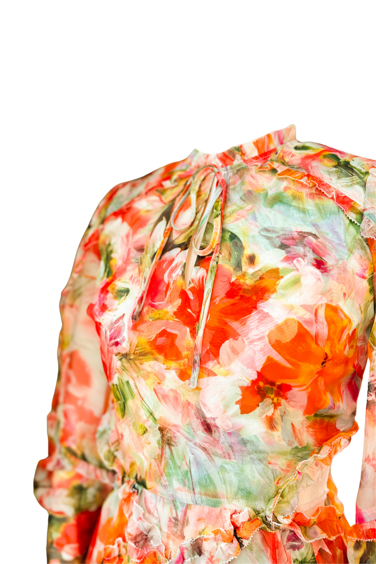 Marchesa Notte Floral Dress With Hip Cutouts and Long Marchesa Notte Floral Dress With Hip Cutouts and Long